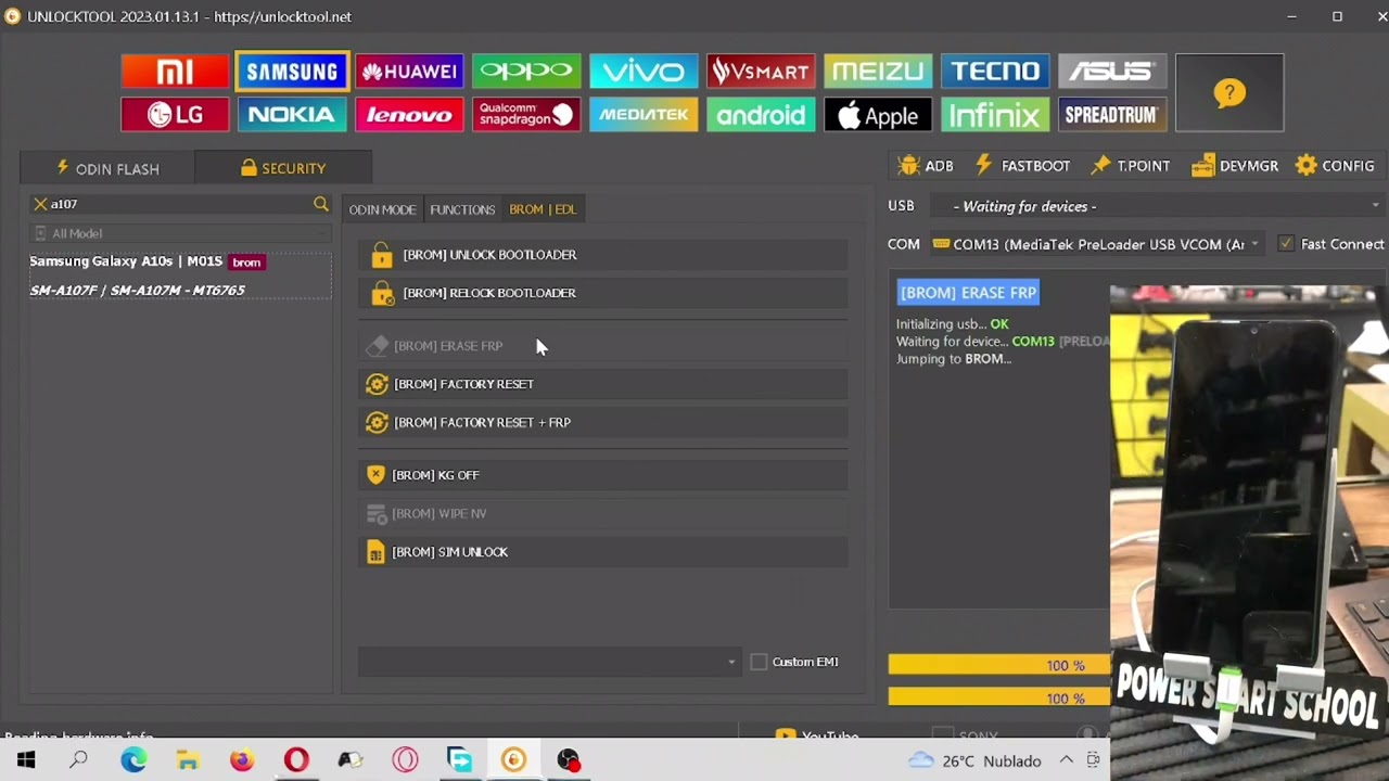 Remo&ccedil;&atilde;o Conta Google Frp Samsung A107M A10S Unlocktool modo BROM