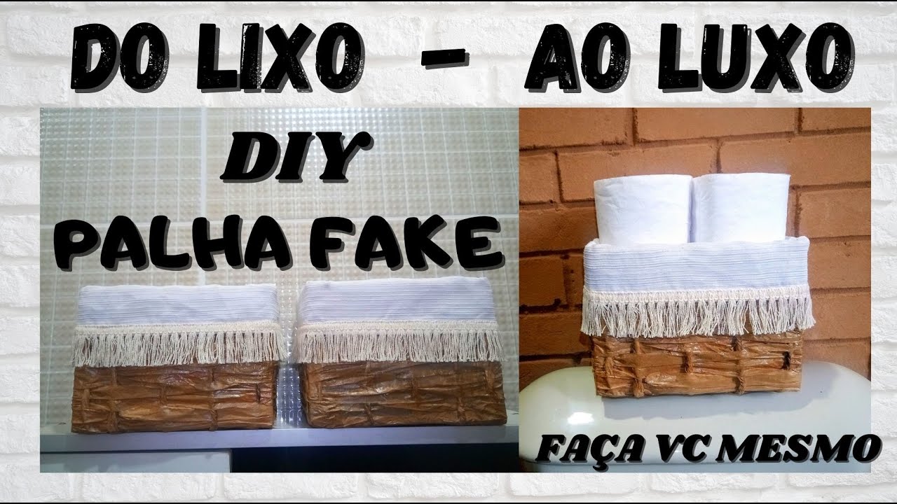 ORGANIZADORES DE PALHA FAKE/DO LIXO AO LUXO COM SAQUINHO DE PÃO E CAIXA DE PAPELÂO/DIKINHA DIY