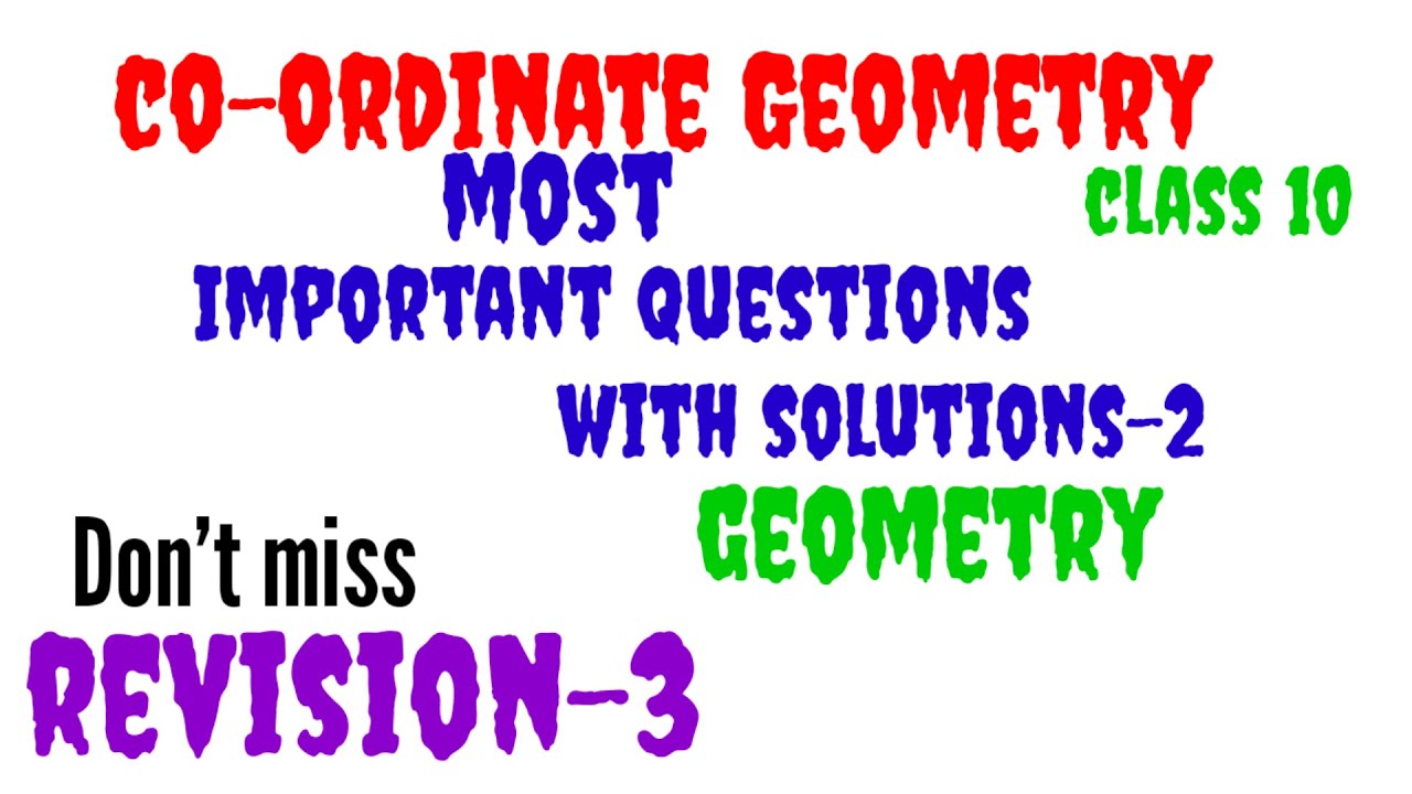 Class 10 th | Co-ordinate Geometry | Most Important Questions & Solutions | @ educational stream |
