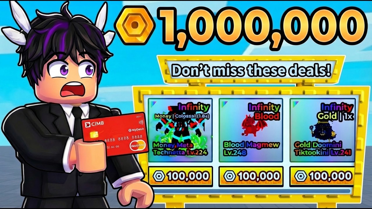 SPENDING 1,000,000 Tokens in Trading Plaza in Escape Tsunami for Brainrots Roblox
