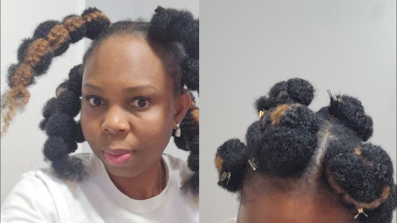 Easy Kinky pom pom hairstyle 