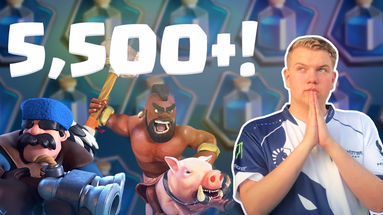 5,500+! Hog Rider Hunter Cycle Deck LIVE Ladder Gameplay - Clash Royale
