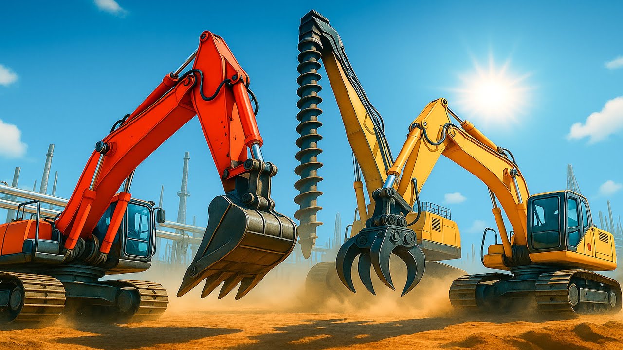 Extreme Construction Site Action ⚙️🚧 | Excavators, Auger & Demolition Power | Vehicles Animation