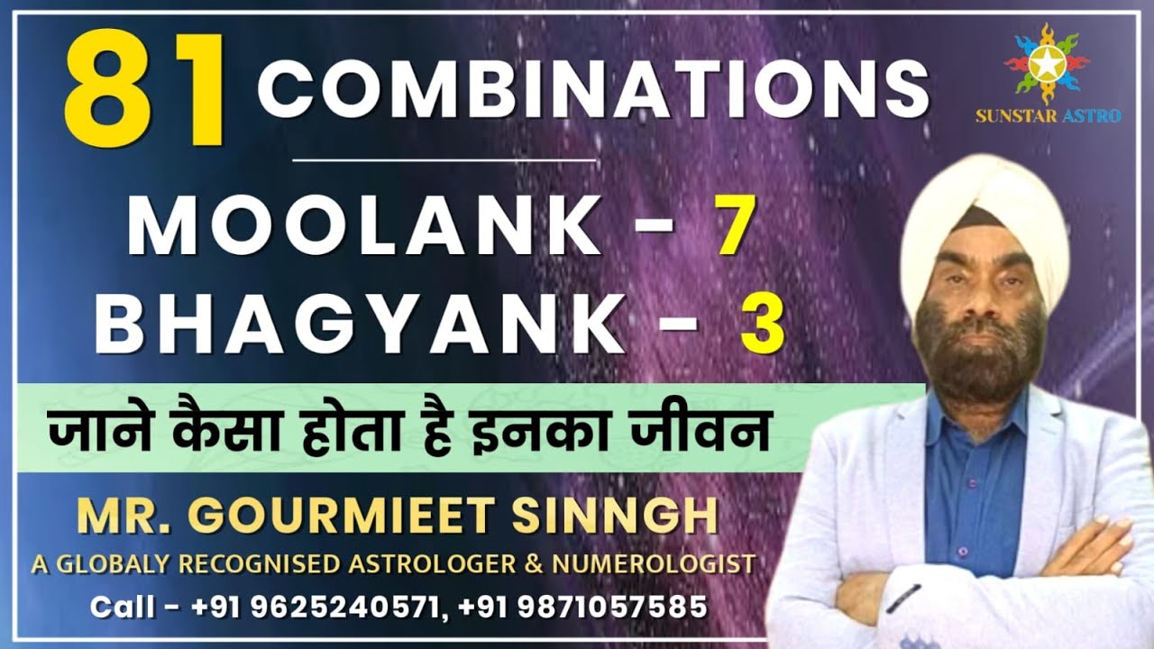 Moolank 7 Bhagyank 3 | 81 Combinations in Numerology | Sunstar Astro