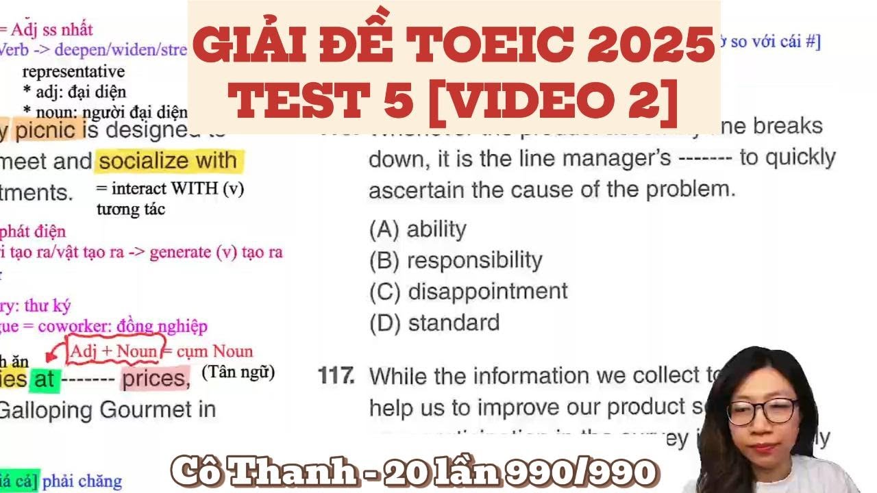 GIẢI ĐỀ TOEIC 2025 MỚI NHẤT | TEST 5 [VIDEO 2]
