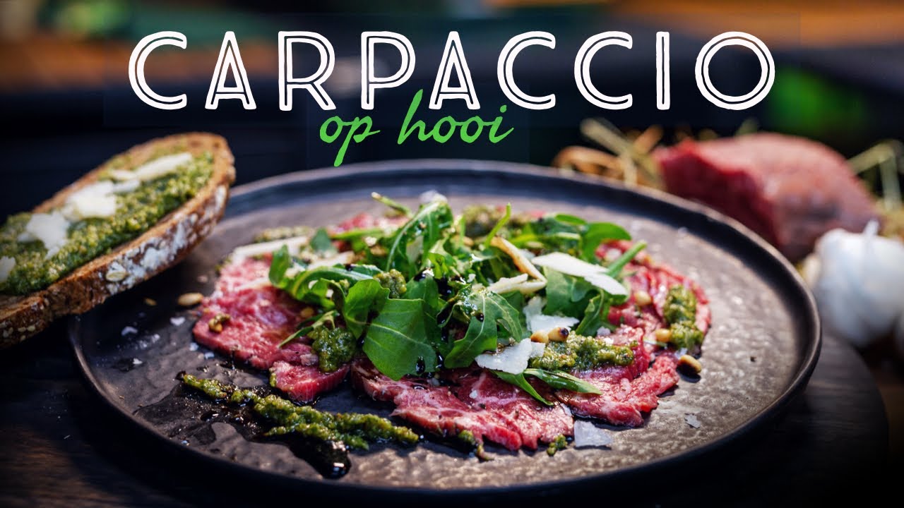 CARPACCIO op de BBQ en PESTO maken! Big Green Egg recept met hooi