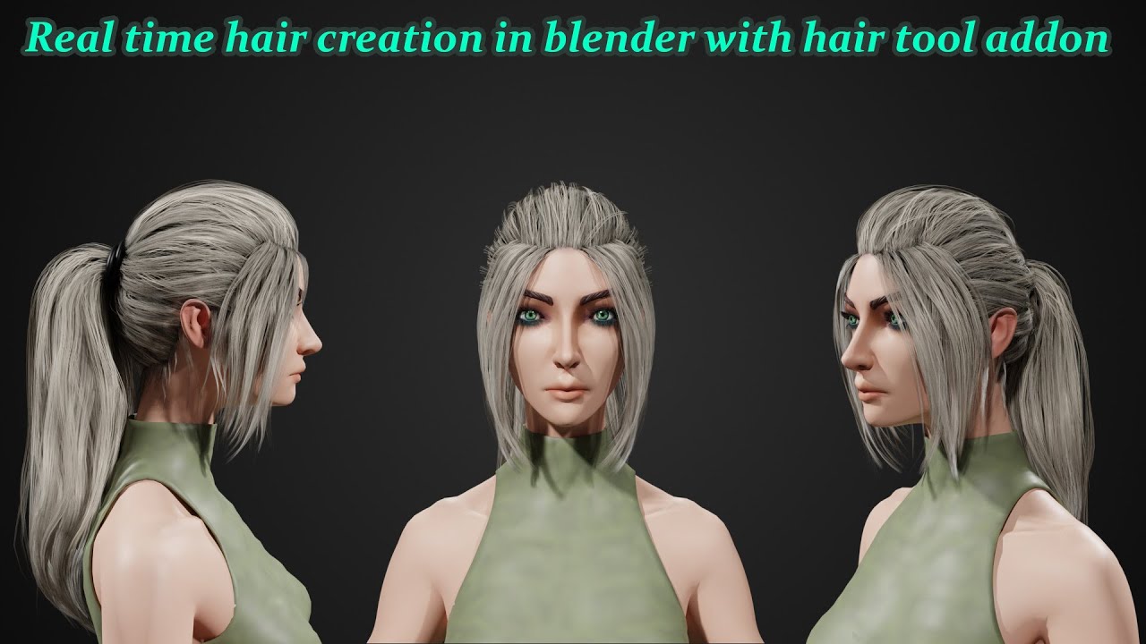 Real time hair creation in blender + hair tool addon ep 4 ( Ponytail)