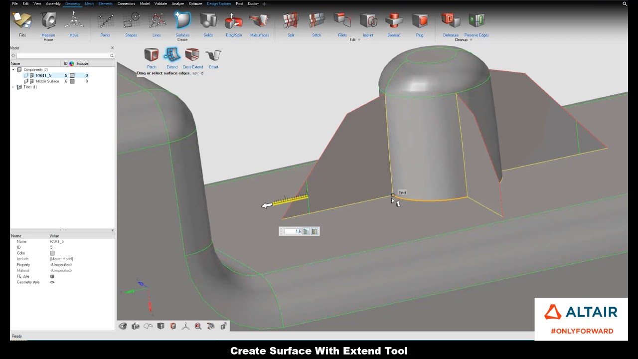 Learn HyperWorks  Interface - MID SURFACE EDIT