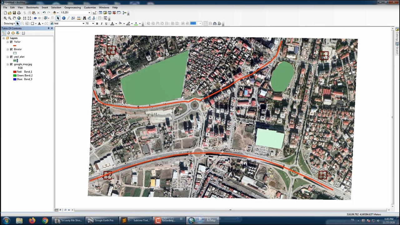Google Earth Görüntüsünü ArcGIS ile Konumlandırma ve Sayısallaştırma (Georeferencing and Digitizing)