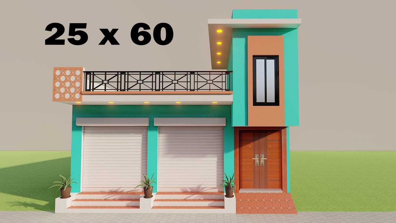 आगे दुकान पीछे चार कमरे का मकान,3D 25 by 60 4 bedroom with shop plan,25*60 house design,3D makan