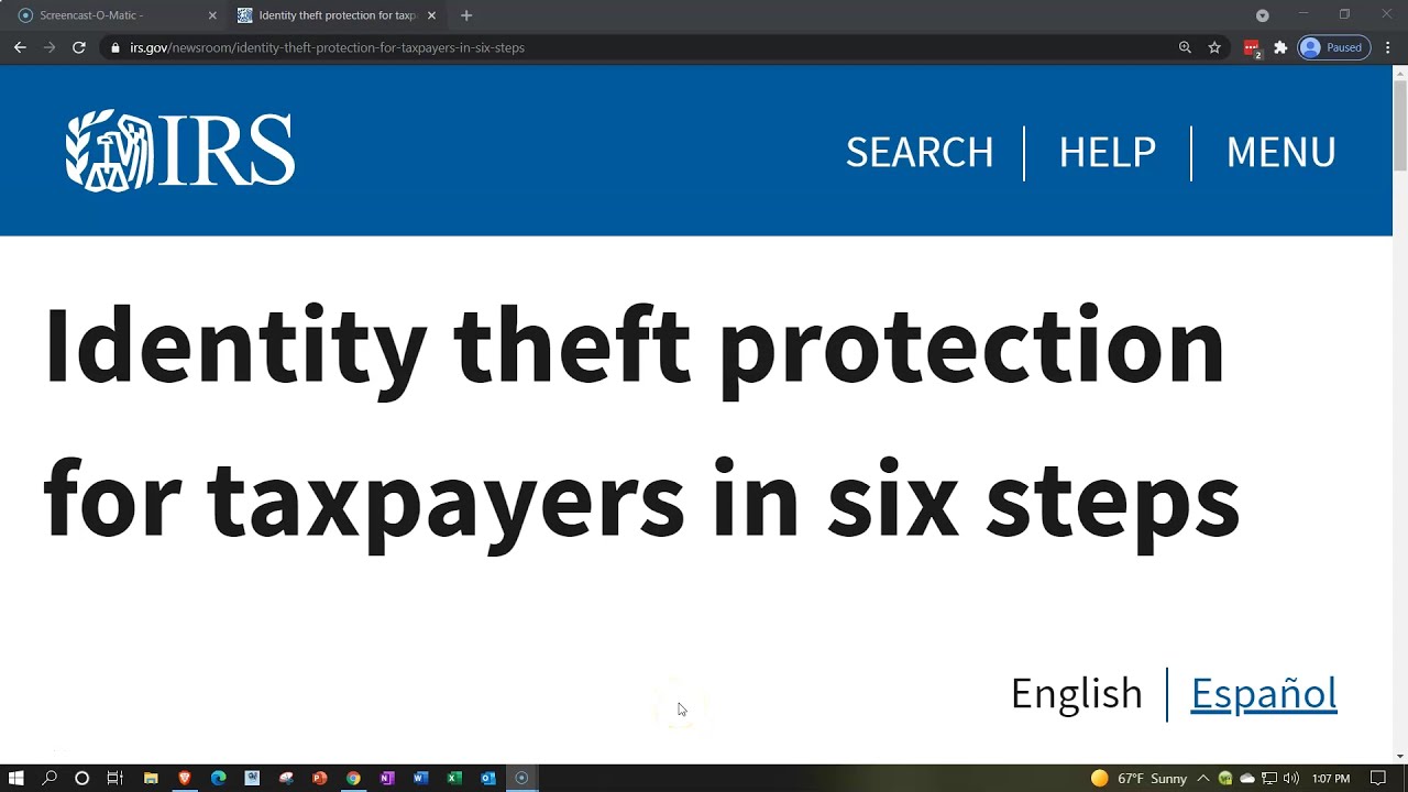 IRS Tax Tip - Identity theft protection for taxpayers in six steps