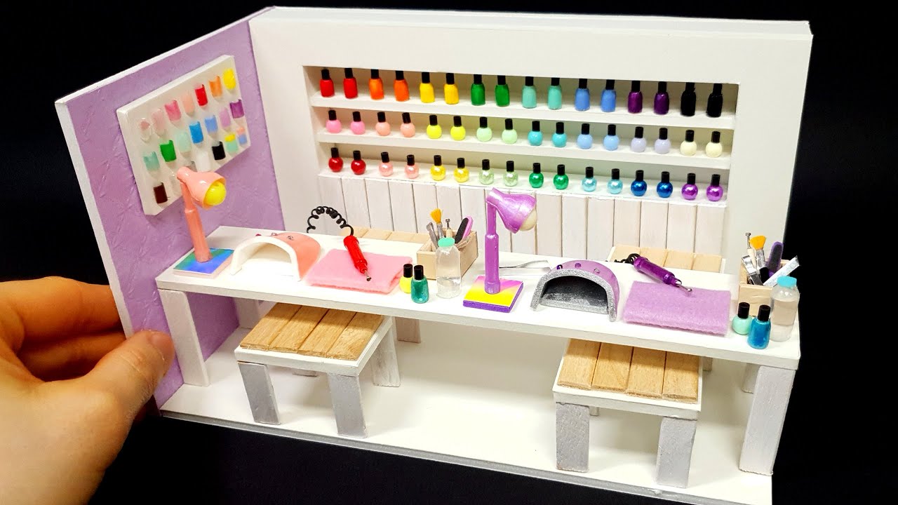DIY Miniature Real Shop -  Nail Salon ! colourful Nail polish ~