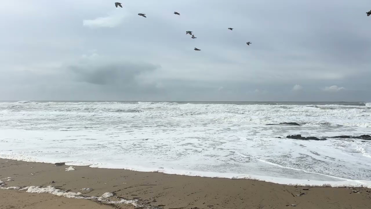 Stormy Ocean Before the Rain | Real Waves Sound, Dark Sky, Natural Ambient Seascape (No Music)