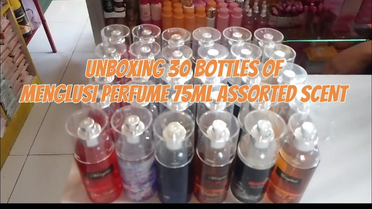 UNBOXING 30 BOTTLES OF MENGLUSI PERFUME 75ML ASSORTED SCENT 