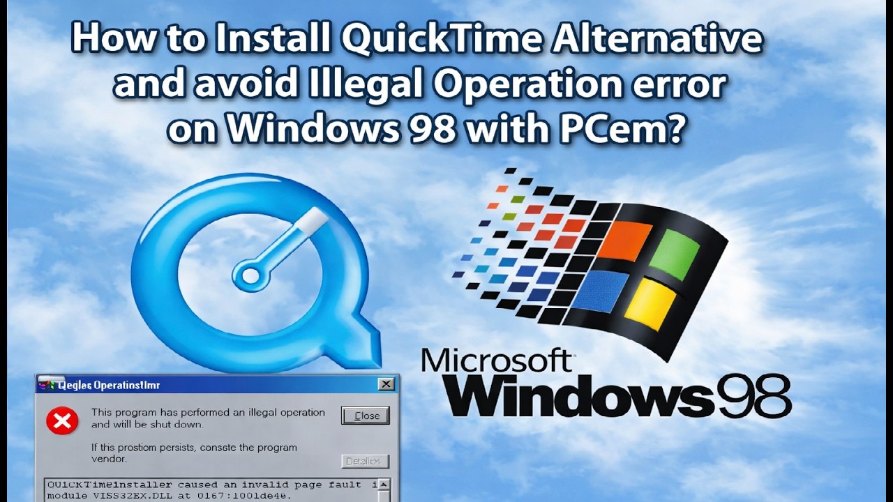 Исправление ошибки &laquo;недопустимая операция&raquo; в QuickTime на Windows 98 в PCem и установка QuickTime...