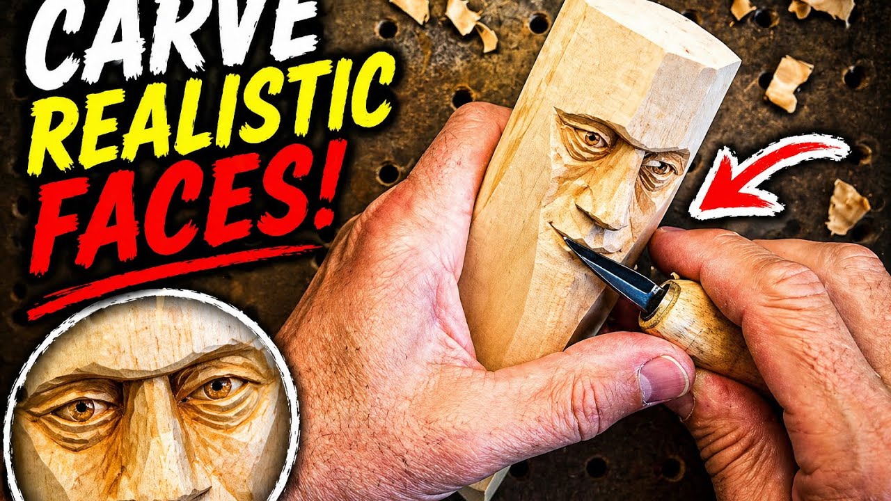 Eyes and nose carving — basswood