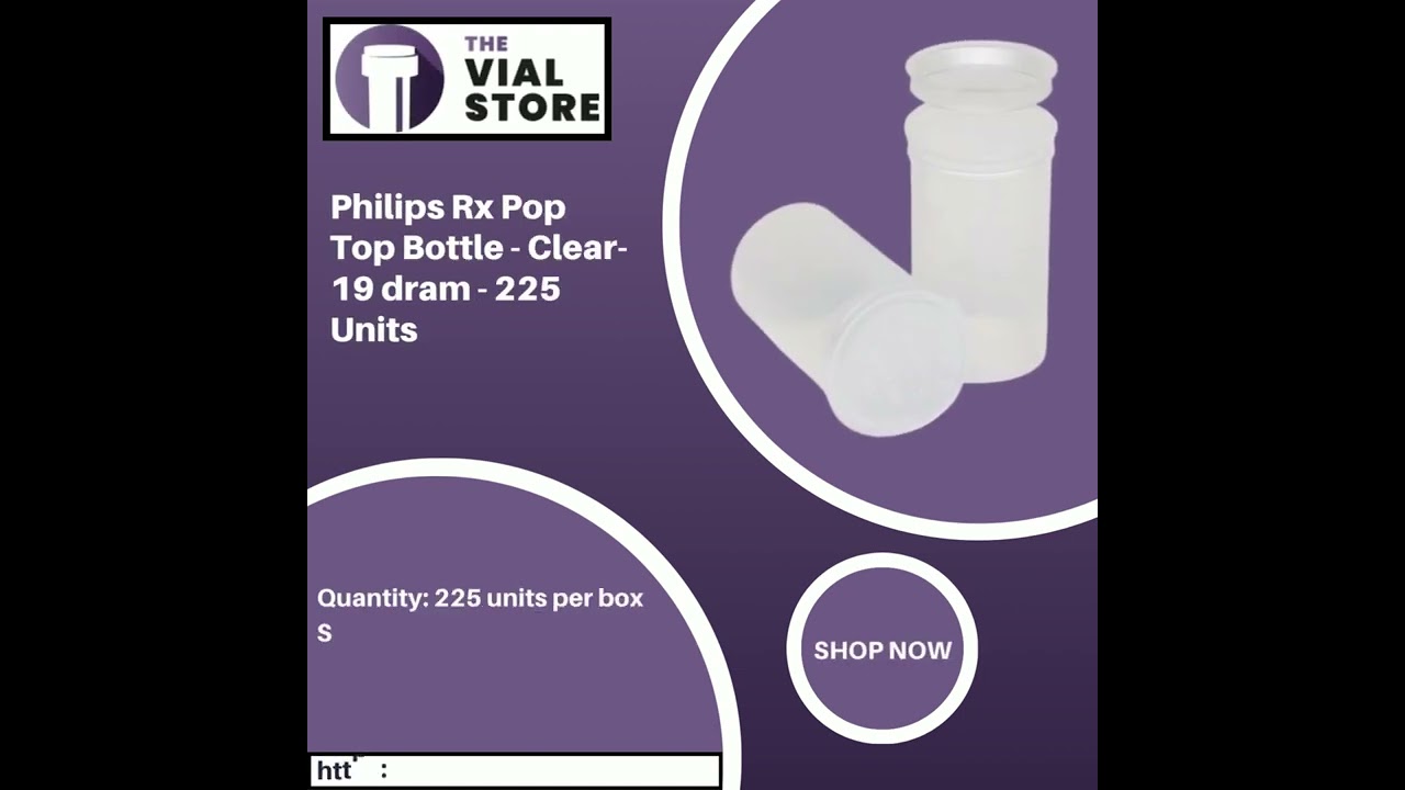 Philips Rx Pop Top Bottle - Clear- 19 dram - 225 Units