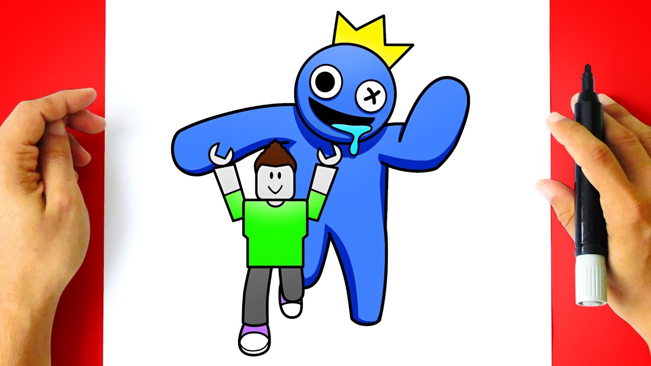 How to DRAW BLUE with PLAYER from RAINBOW FRIENDS - ROBLOX DRAWING
