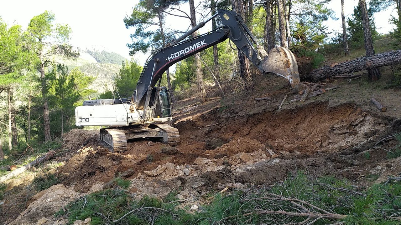 orman yolu yapımı, büyük ağaç yıkımı Hidromek 300 bölüm 3