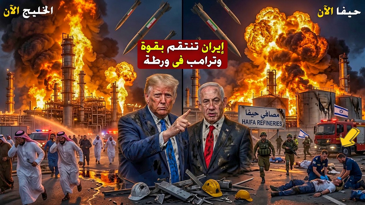 إيران تضرب مصافي حيفا وتُصيب F 35 أمريكية… وقصف متزامن لمصافي الخليج وترامب يتورط