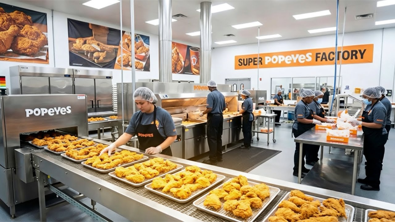 How Millions of Popeyes Chicken Pieces Are Made Daily in Factory?