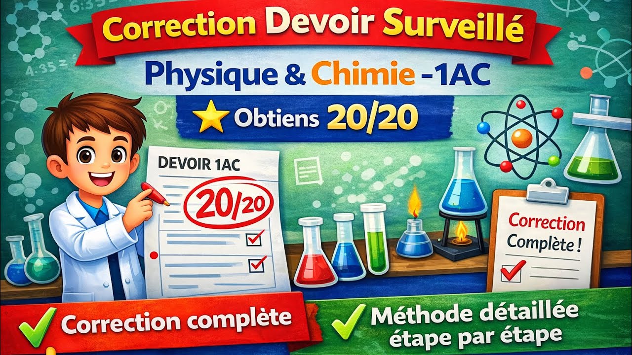 1AC Physique et chimie: Correction de devoir 1 période 3 تصحيح الامتحان التجريبي
