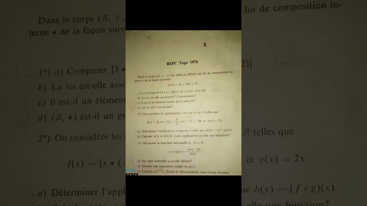 BEPC TOGO 1976 #maths #mathstricks #bepc#togo