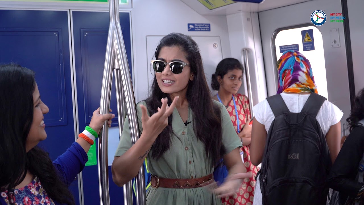 Tollywood Actress Rashmika Manadanna Travels In Hyderabad Metro Rail