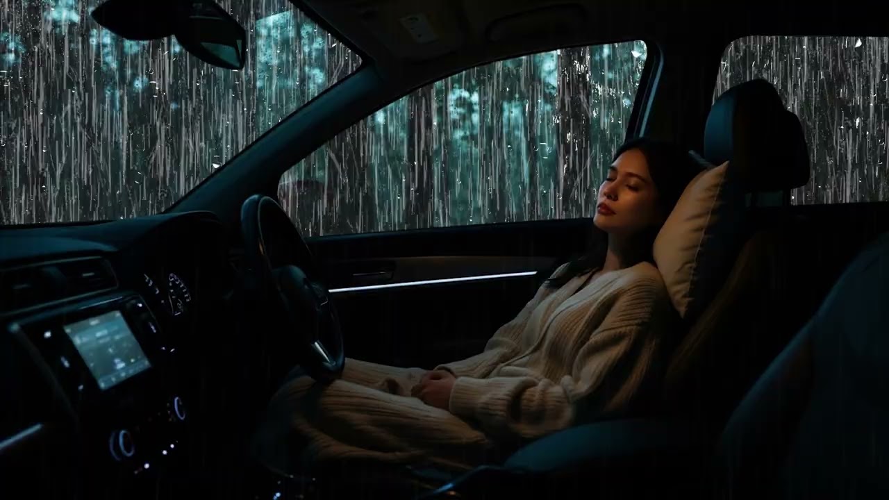 Heavy Rain & Rolling Thunder on Car Roof 🌧️  8 Hours for Deep Sleep, Insomnia Relief & Total Relaxa
