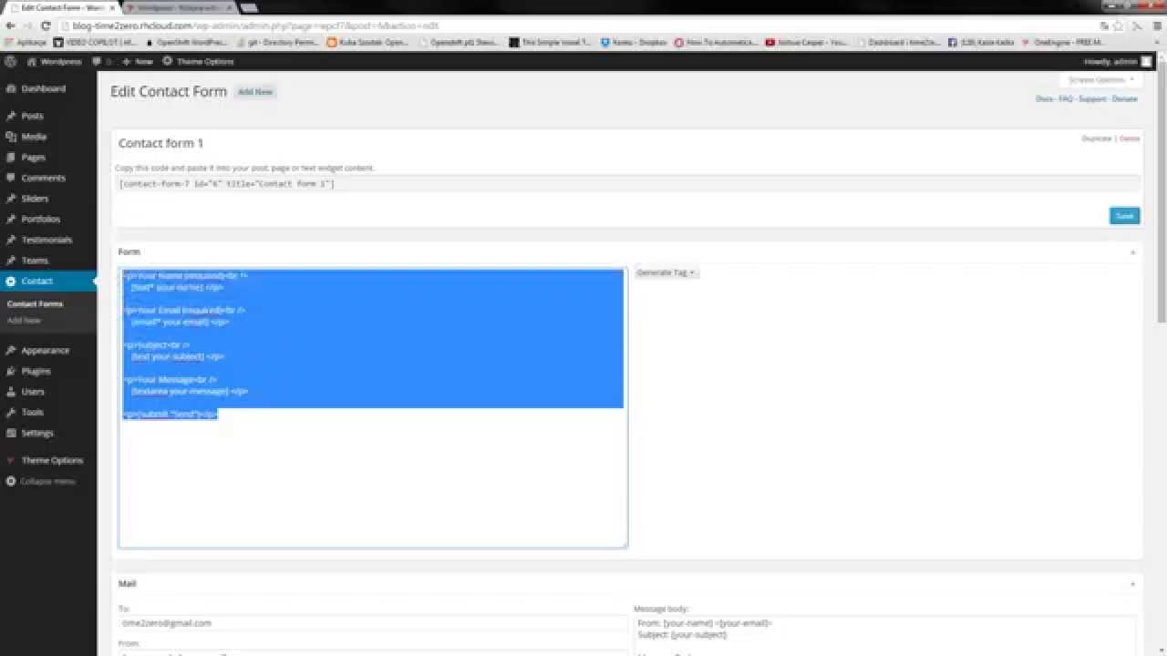 Themes Wordpress Openshift OneEngine Plugin ContactForm 7 i Footer