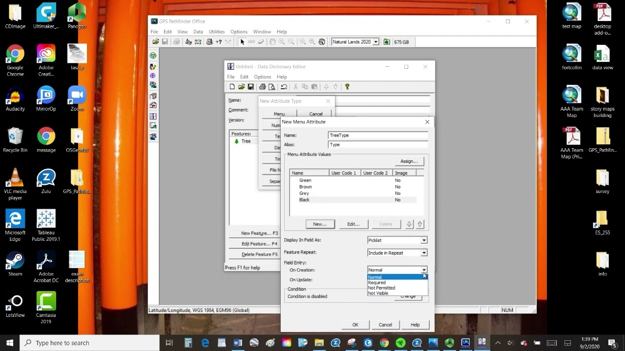 Trimble GPS Pathfinder: Data Dictionary Setup