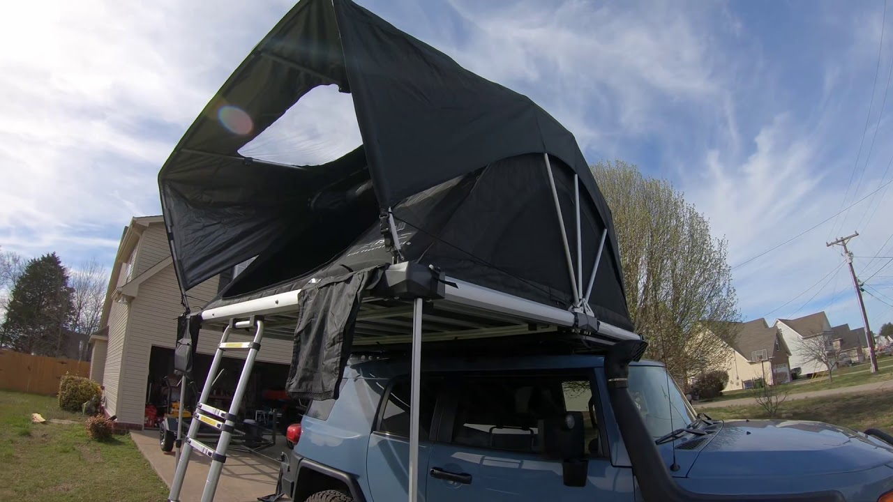 FreeSpirit Recreation (FSR) High Country 80 Tri-Layer Roof Top Tent on FJ Cruiser & Pioneer Platform