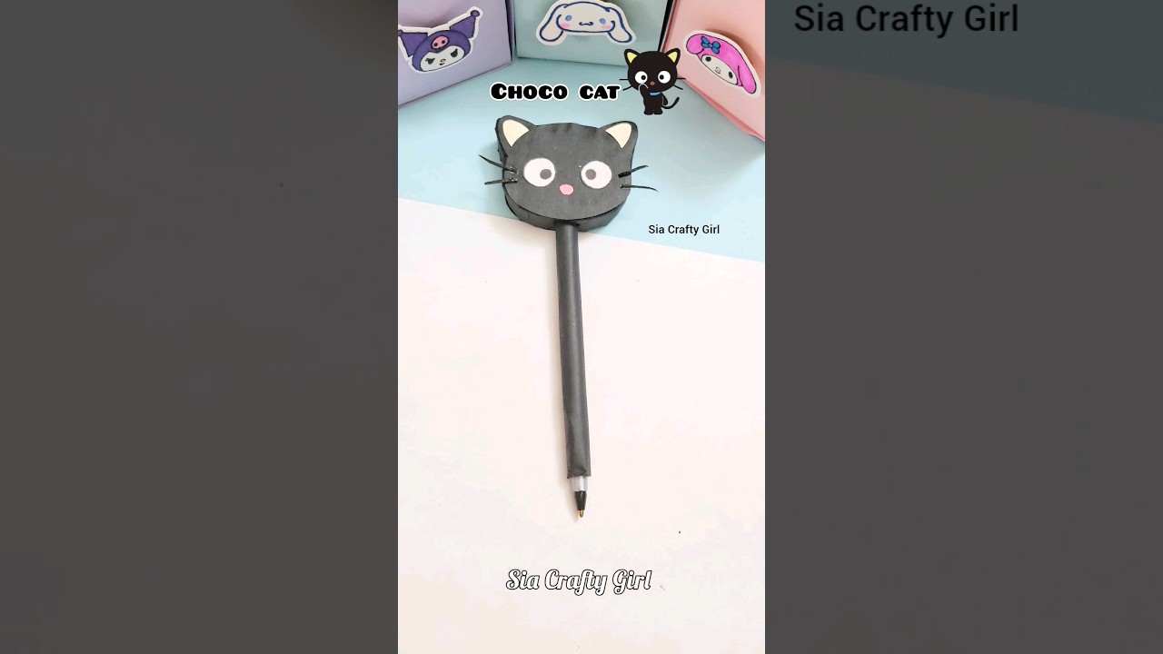 Diy CHOCO CAT Pen 🤩 #shots #shorts #youtubeshorts #trending #pendecoration #sanrio #chococat #diy