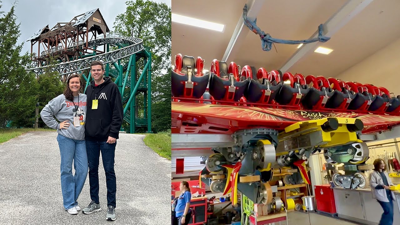 Экскурсия на американских горках в парке развлечений Busch Gardens в Уильямсбурге! Закулисные съё...