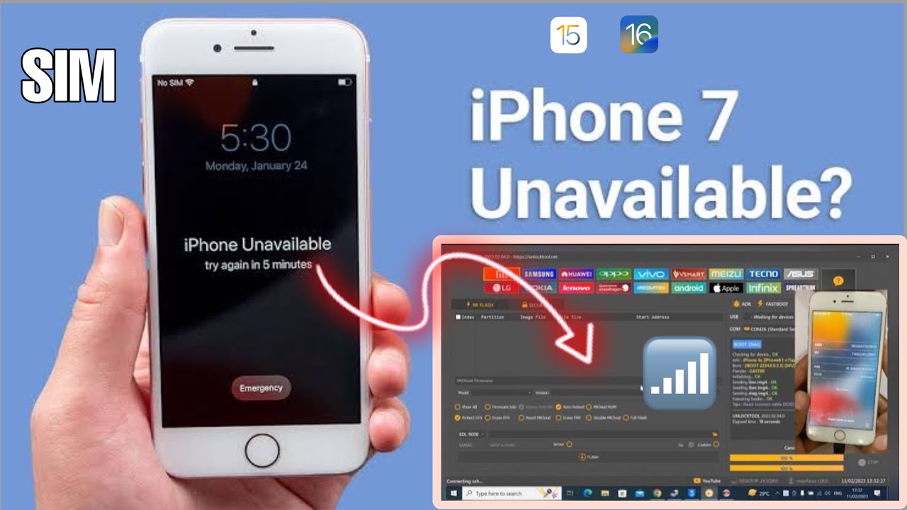 iPhone 7 Unavailable Lock Screen solution With Signal📶 (Unlock Tool) A To Z