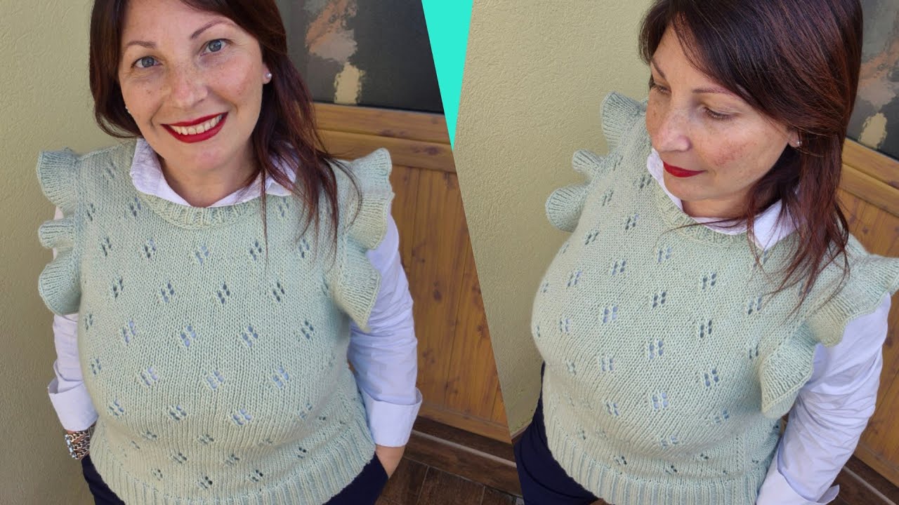 Smanicato Ruffle ai ferri / knitted vest / Chaleco a dos agujas