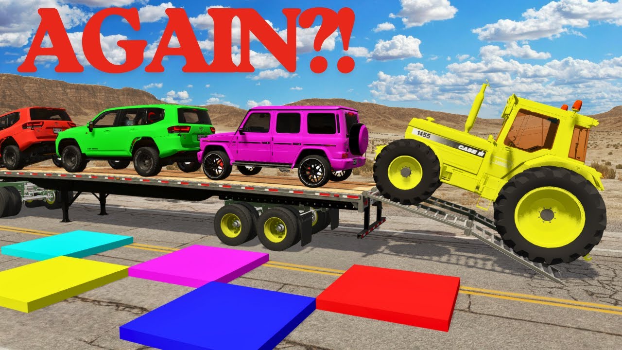 Flatbed Truck Mcqueen | Transportation with Truck - Pothole vs Car #49 - BeamNG.Drive – Unexpected