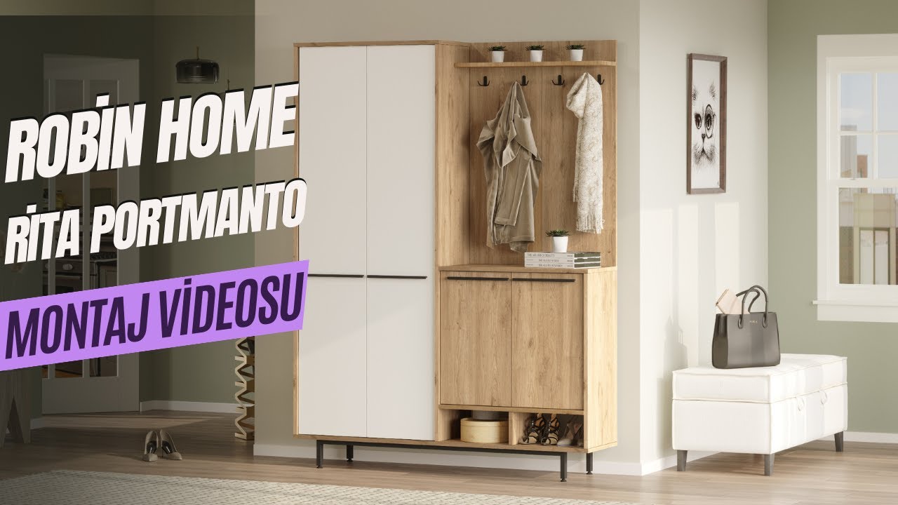 Robin Home Rita Portmanto Vestiyer Ayakkabılık Metal Ayaklı Sepet-Beyaz Montaj videosu