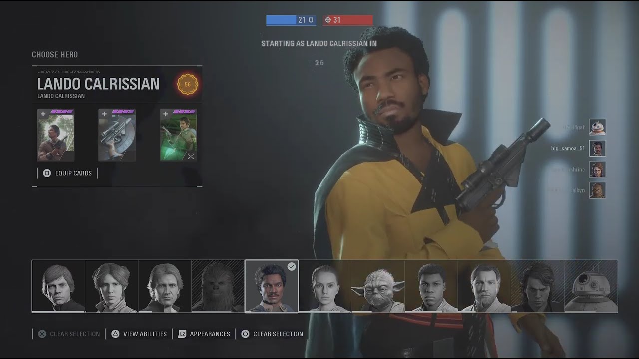 STAR WARS Battlefront II Heroes vs Villains Gameplay(Lando)(No Commentary)