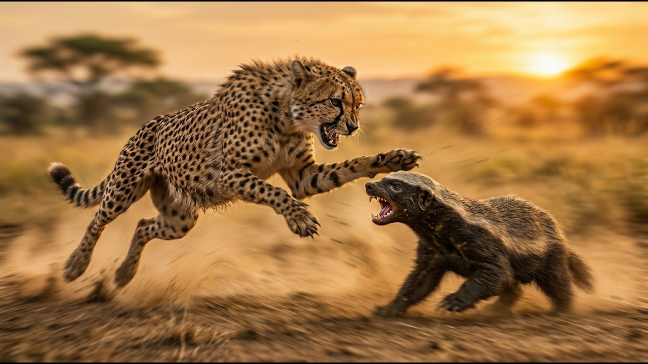 Honey Badger HUMILIATES Cheetah in Brutal Savanna Showdown | Predator Panic Moment