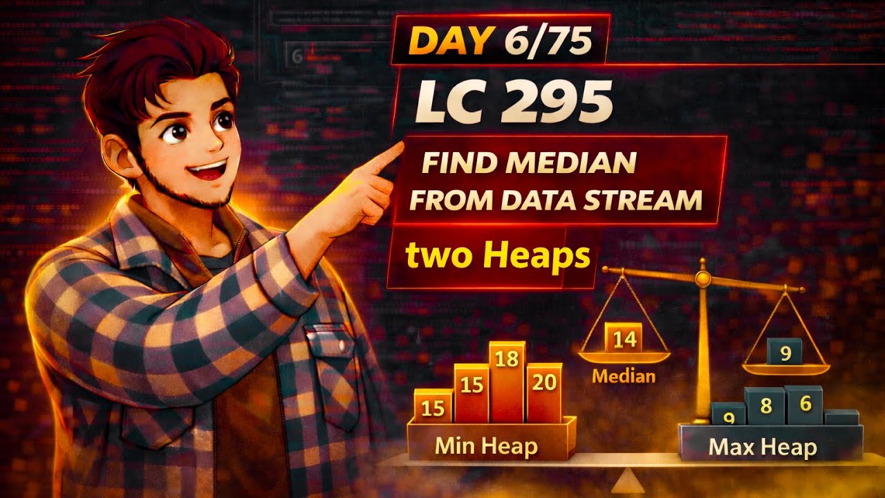 LC 295. Find Median from Data Stream | Heap HARD | Explained