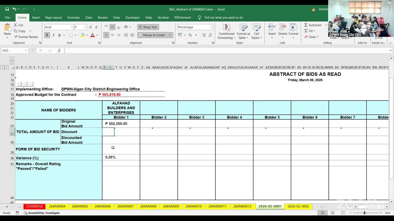 Procurement Livestream for DPWH Iligan City DEO on March 06 2026.