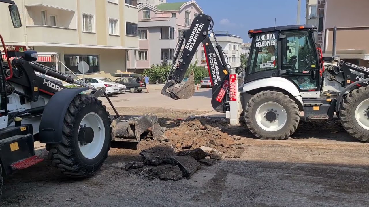 Removing the asphalt road with the help of two Hidromek 102 S - FULL HD FREE VIDEO #nocopyright