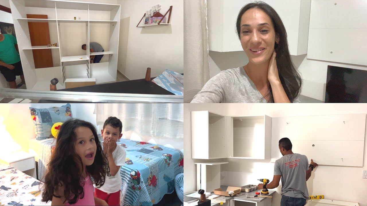 Nunca imaginei que ficaria tão lindo | Montamos os móveis do quarto das crianças | reação deles 😍