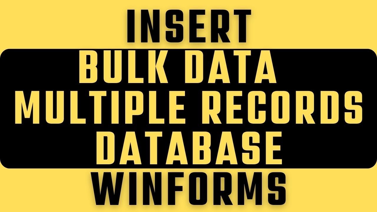 Insert Multiple Rows Bulk records From Datagridview