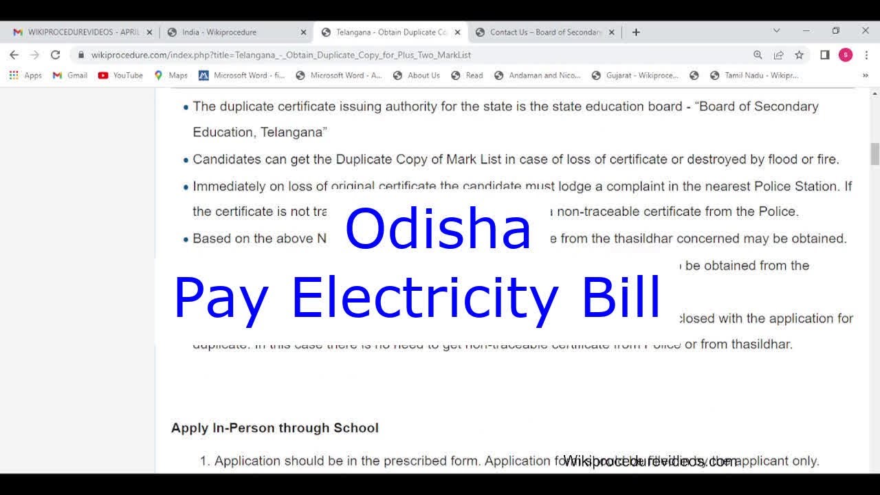 Odisha - How to Pay Electricity Bill Online