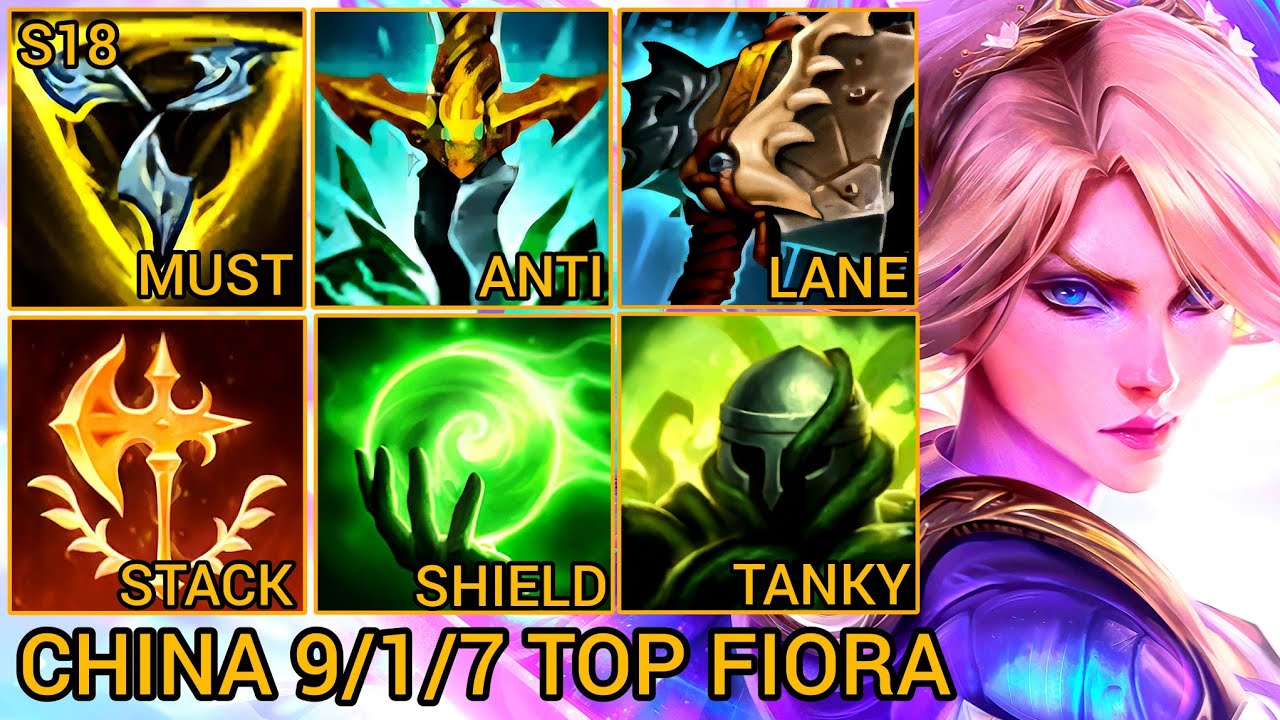 Fiora Baron Lane S Rating 9/1/7 - China Server Wild Rift Season 18 New Build Best Tier By Tiarty