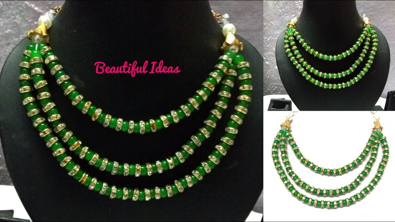 Designer Beads Necklace/Latest Beads Necklace Making at Home/Designer Beads Step Chain Necklace/DIY.