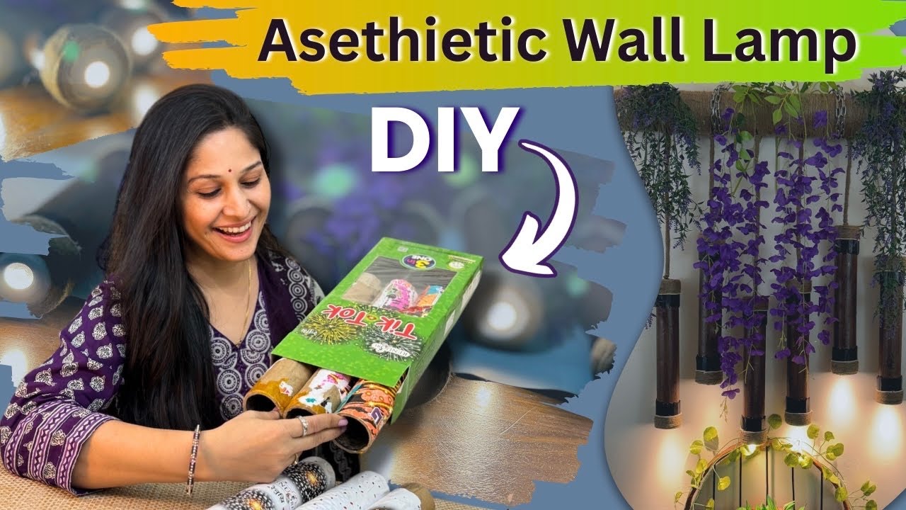 DIY Aesthetic Wall Lamp from Waste Sky Shot Cardboard Rolls | Best Out of Waste
