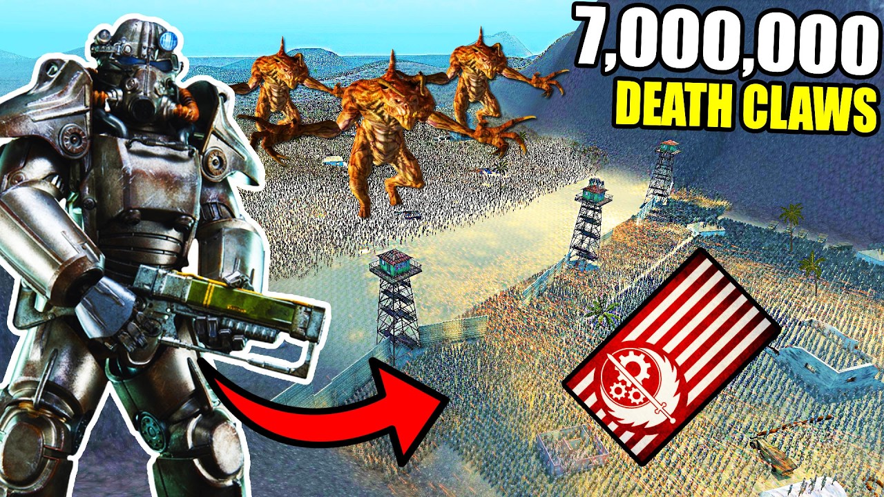 Can Fallout T-51 POWER ARMOR Hold FORT WALL vs 7,000,000 DEATH CLAW ARMY?! - UEBS 2: Fallout Mod